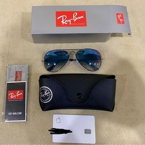 Ray-Ban Aviator- Rose Gold /Matte Blue frame/ Blue Gradient Lens